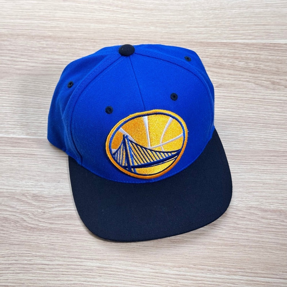 Mitchell & Ness Golden State Warriors Team Snapback Hat Cap NBA Black Blue Wool